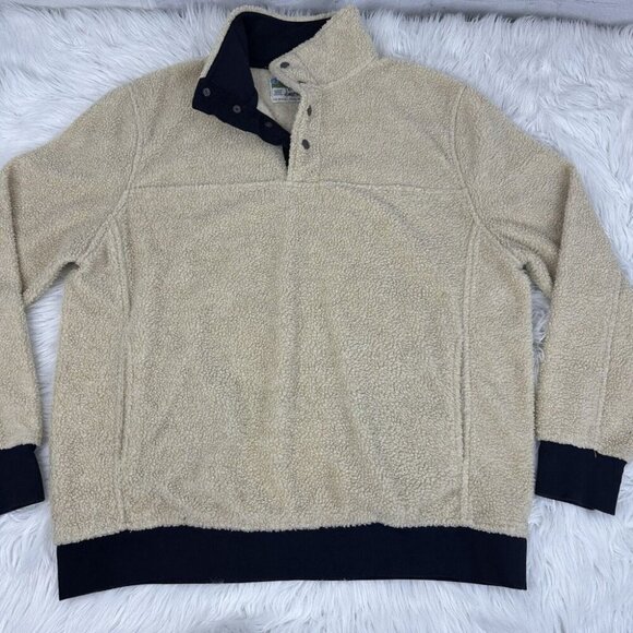 Jachs Men’s Off-White Gorpcore Teddy 1/4 Snap Sherpa Casual Pullover L/C50 - Picture 2 of 11